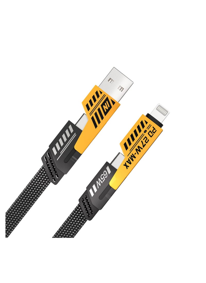 Generic 4 in 1 PD 27W 65W Fast Charging Cable(3.3ft),Zinc Alloy Charge Cable for iPhone 16/15 Pro Max/15/14/13/12, Samsung Galaxy S24/S23/S22/S21/S20/S10/S23 FE/A74/A73/A72/A71/A70/A56/A55/A54/A53/A52/A51/A36/A35/A34/A33/A32/A16/A15/A14/A13/A12/M56/M55/M54/M53,Also Compatible with Xiaomi / Huawei/Google Pixel/ Redmi/LG mobile phones  - Image 1