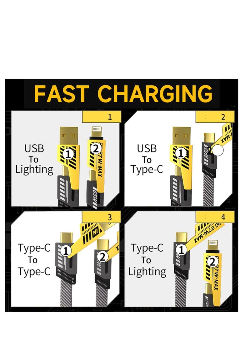 Generic 4 in 1 PD 27W 65W Fast Charging Cable(3.3ft),Zinc Alloy Charge Cable for iPhone 16/15 Pro Max/15/14/13/12, Samsung Galaxy S24/S23/S22/S21/S20/S10/S23 FE/A74/A73/A72/A71/A70/A56/A55/A54/A53/A52/A51/A36/A35/A34/A33/A32/A16/A15/A14/A13/A12/M56/M55/M54/M53,Also Compatible with Xiaomi / Huawei/Google Pixel/ Redmi/LG mobile phones  - Image 2