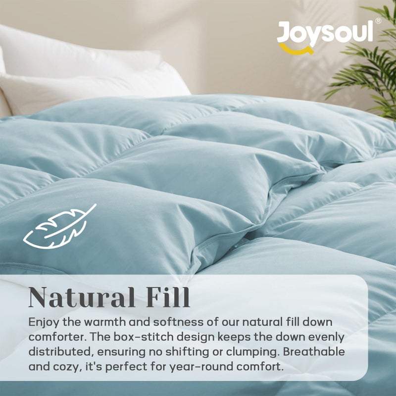 Joysoul King Size Down Comforter - All Season Ultra Soft Goose Down & Feather Fiber Fill, Luxury Hotel Blue Duvet Insert with Corner Tabs (104" X 88") - Image 3