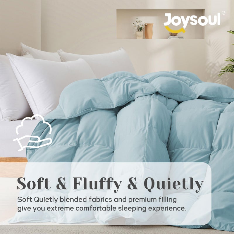 Joysoul King Size Down Comforter - All Season Ultra Soft Goose Down & Feather Fiber Fill, Luxury Hotel Blue Duvet Insert with Corner Tabs (104" X 88") - Image 2