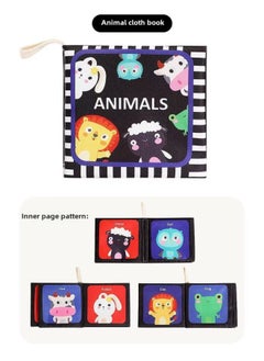 Generic Baby Tear Can Bite Cloth Book Early Education Puzzle Black And White Color Card Sound Paper Touch Book Cognitive Quiet Book-Color:Animal Cloth Book-Specifications:One Size Fits All  - Image 1