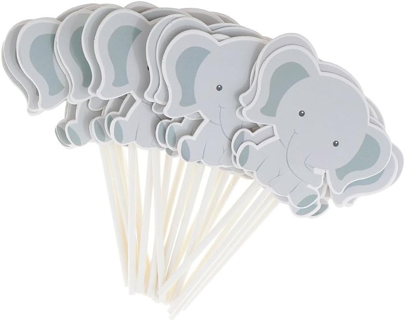 كلاراكو 24 قطعة من أعواد تزيين الكب كيك على شكل فيل كرتوني لطيف لتزيين الكيك والحفلات - Image 1