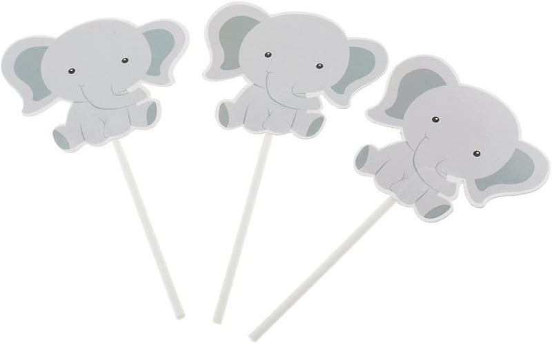 كلاراكو 24 قطعة من أعواد تزيين الكب كيك على شكل فيل كرتوني لطيف لتزيين الكيك والحفلات - Image 3