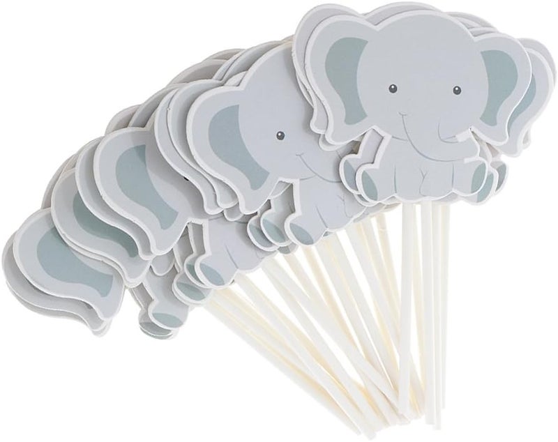 كلاراكو 24 قطعة من أعواد تزيين الكب كيك على شكل فيل كرتوني لطيف لتزيين الكيك والحفلات - Image 4