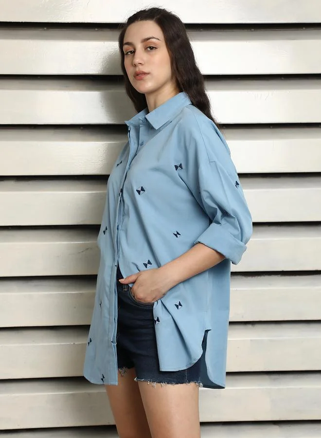 HIGH STAR Embroidered Oversized Casual Shirt