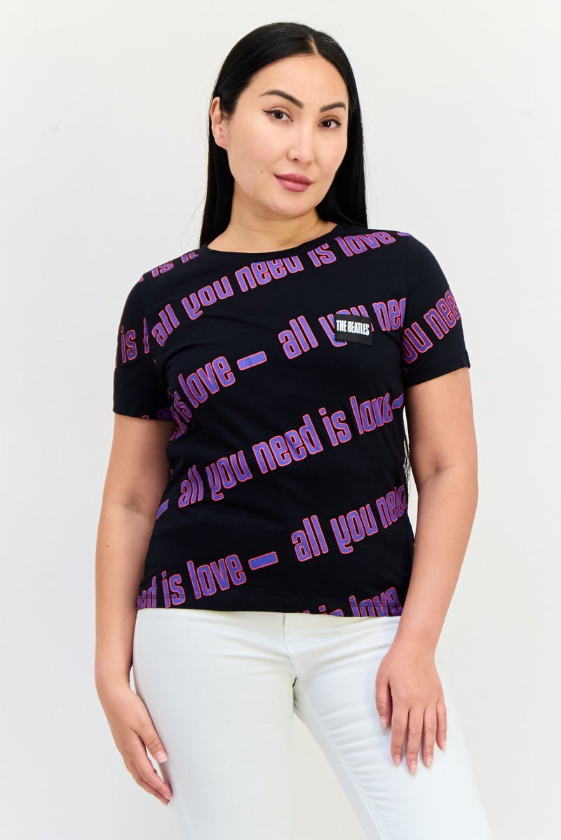 Only X The Beatles Women Regular Fit Short Sleeve Graphic Print T-Shirt, Multicolor - Image 1