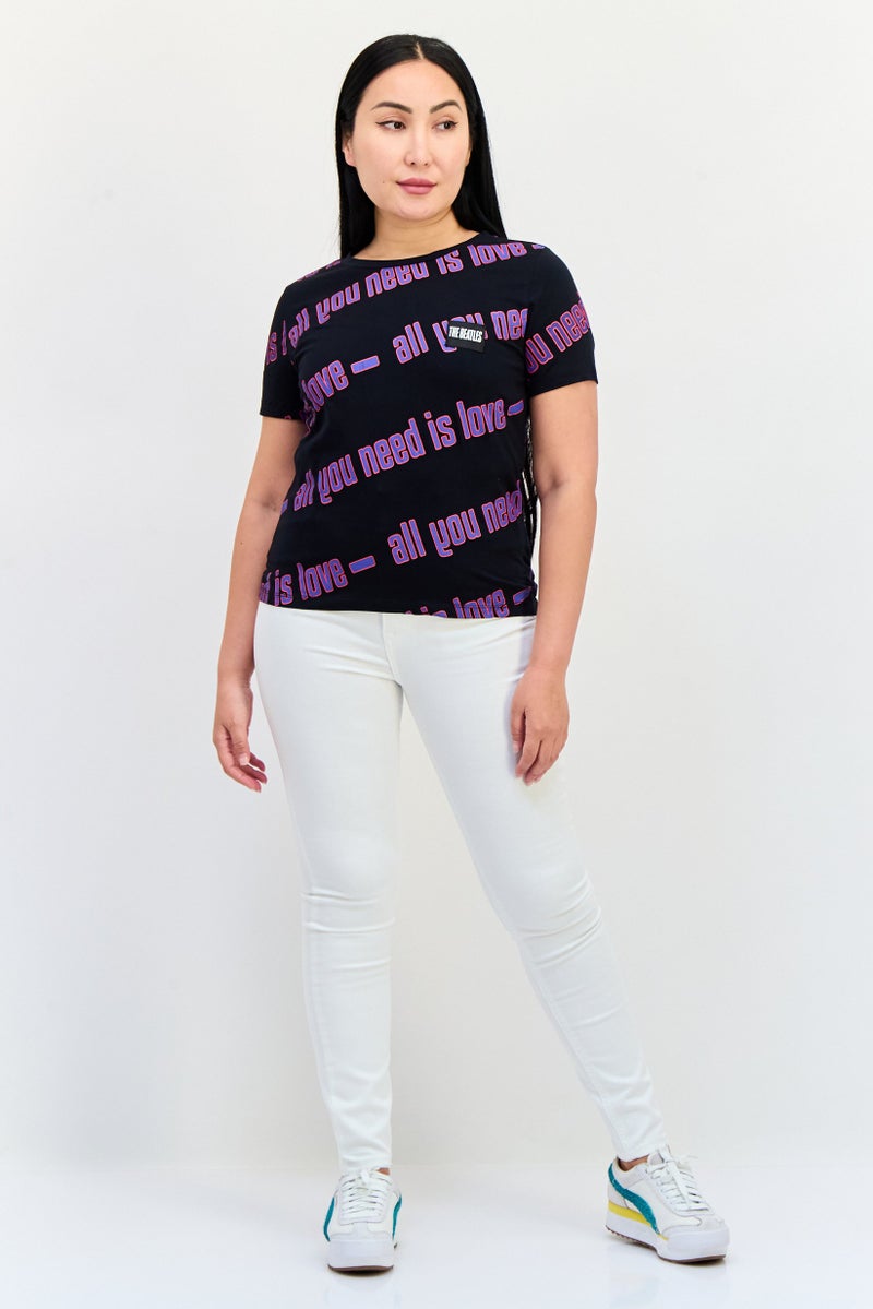 Only X The Beatles Women Regular Fit Short Sleeve Graphic Print T-Shirt, Multicolor - Image 4