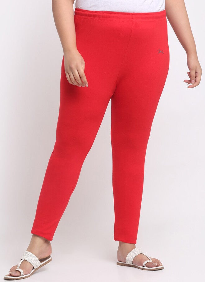Trend Level Plus Size Ankle Length Leggings in Red - Image 1