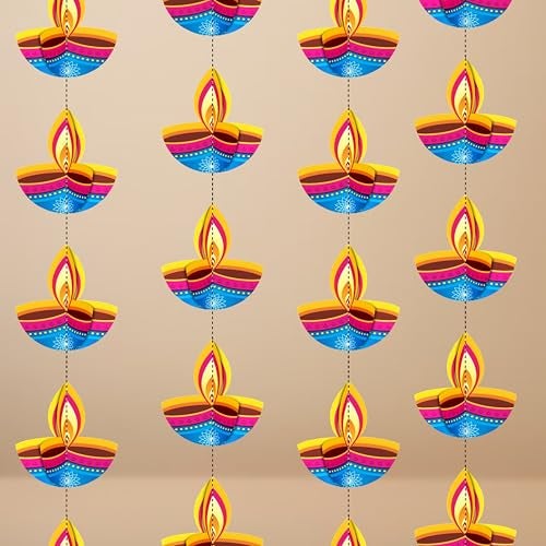 TOYXE 3D Deepak Frills Garland Series Pack of 4 | Paper Ladi Hanging Decoration for Diwali, Parties, Festivals, Birthday, Wedding, Home, Office, Shop & Temple Décor Items - Image 4