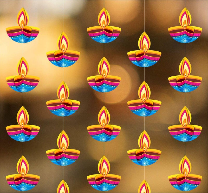 TOYXE 3D Deepak Frills Garland Series Pack of 4 | Paper Ladi Hanging Decoration for Diwali, Parties, Festivals, Birthday, Wedding, Home, Office, Shop & Temple Décor Items - Image 1