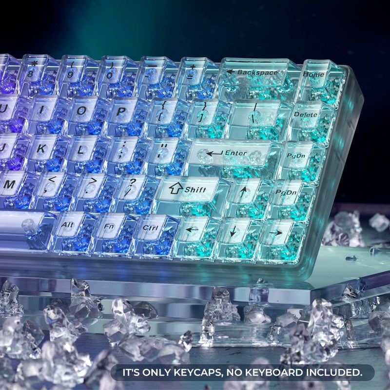 HITIME XVX Clear keycaps, White Transparent Keycaps 60 65 75 100 Percent, Crystal Ceramic Custom Key Cap Set 124 Keys, Cherry Profile, Shine Through, Cute Style for Mechanical Keyboards - Image 4