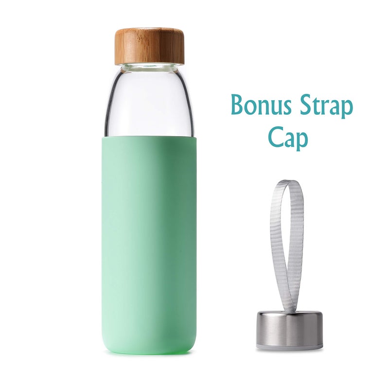 veegoal 25 Oz Borosilicate Glass Water Bottles with Bamboo Lid  BPA-FREE  Non-Slip Silicone Sleeve  and Stainless Steel Leak Proof Lid - Reusable Glass Bottle for Men and Women - Image 2