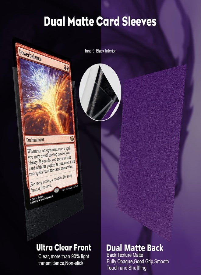 Katomula MTG Card Sleeves, Dual Matte Card Sleeves, Standard Card Sleeve for MTG, PKM, Flesh & Blood, Soul Purple - Image 3