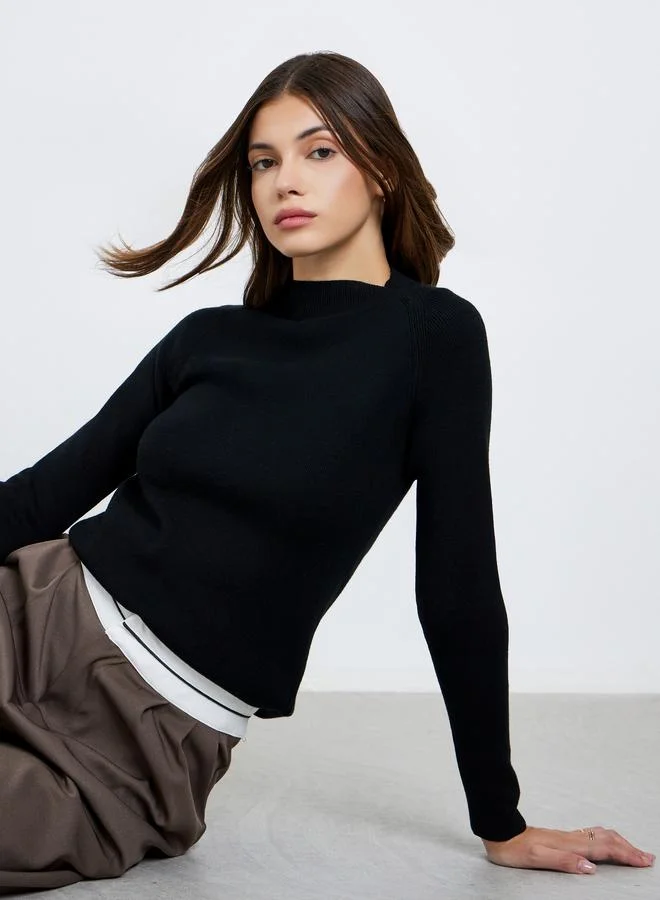 Take Two Take Two Elegant Black Solid Knitted Sweater