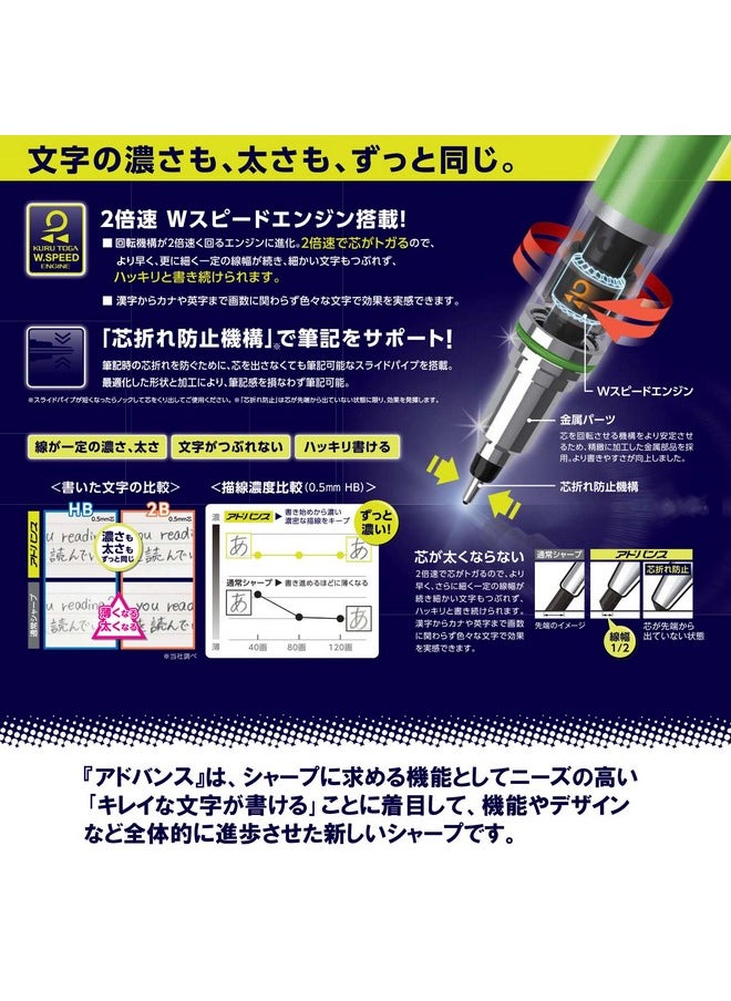 Uni - قلم رصاص ميكانيكي دوار من Kuru Toga Advance Auto Lead مقاس 0.5 مم (أسود) - Image 1