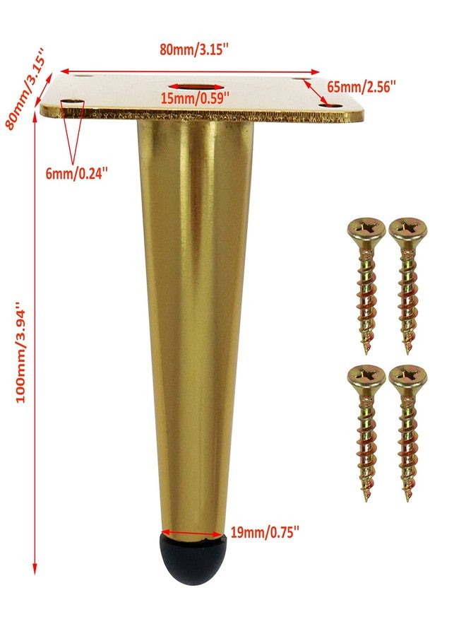 Sydien 4Pcs 100mm Golden Metal Furniture Straight Legs Hardware for Sofa Legs Coffee Table Legs - Image 2