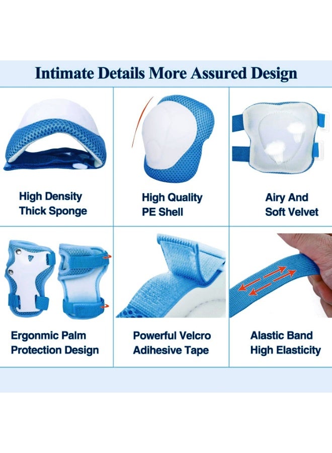 Oasisgalore Kids Helmet Protective Gear Set for Ages 3-8,Adjustable Helmet and Knee Elbow Wrist Pads，Multi-Sport Safety for Cycling, Skating, Scooter（Blue） - Image 2