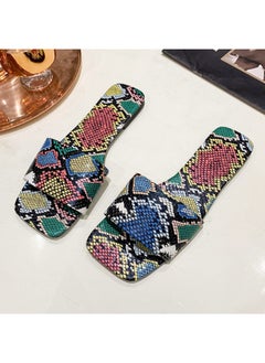 Rup Art Women’s Flat Sandals Snakeskin Slip On Slippers Comfortable Sassy Slide Sandals Daily Use Walking Style Flat Sandals For Ladies  - Image 2