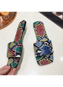 Rup Art Women’s Flat Sandals Snakeskin Slip On Slippers Comfortable Sassy Slide Sandals Daily Use Walking Style Flat Sandals For Ladies  - Image 3