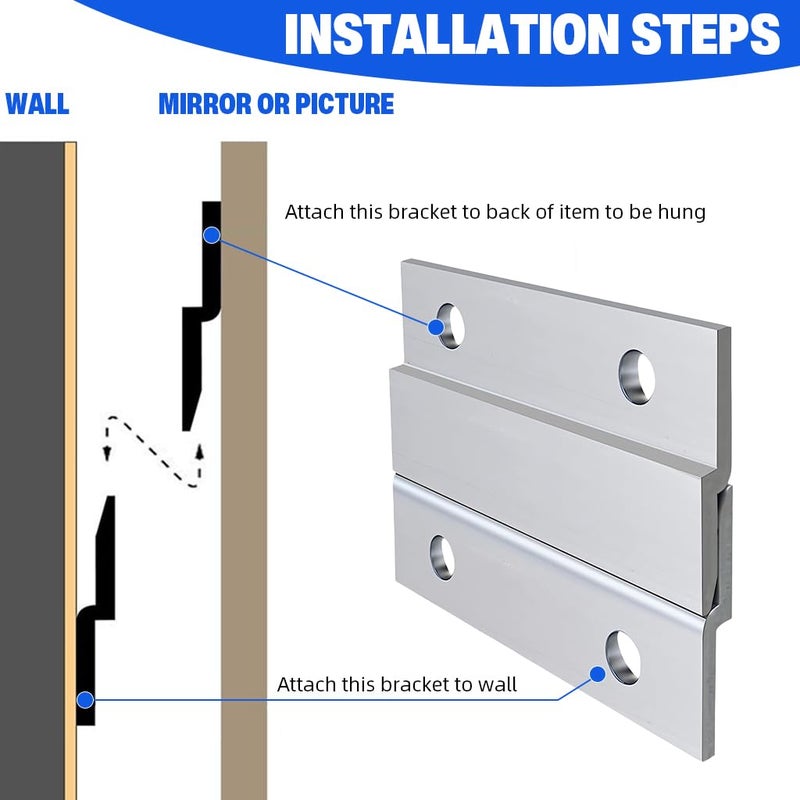 Serplex طقم حاملات الأحذية 2 بوصة 2 زوج 30 رطل ز تعليق إطار الصورة الثقيل حامل الحائط الألومنيوم الأجهزة واجب الخطافات مشابك الجدران اللوحات الكبيرة رأس السرير اللوحة البيضاء، معدني - Image 4
