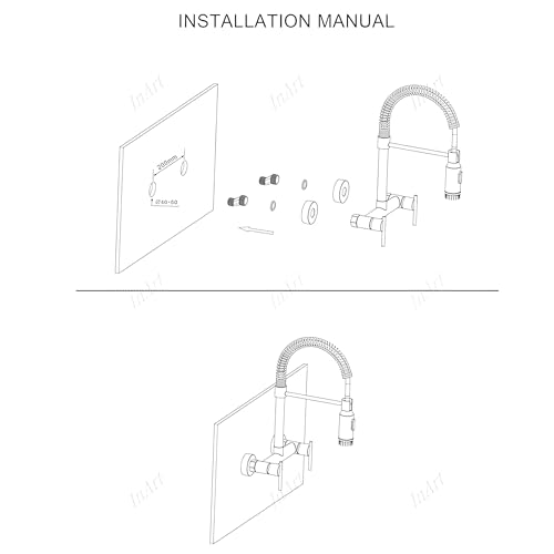InArt Luxury with Wall-Mounted Kitchen Sink Tap - 360° Pull-Down Sprayer, Multi-Function Spray Head, Single Lever, Black Matte Finish, and Hot & Cold Functionality, Brass - Image 4