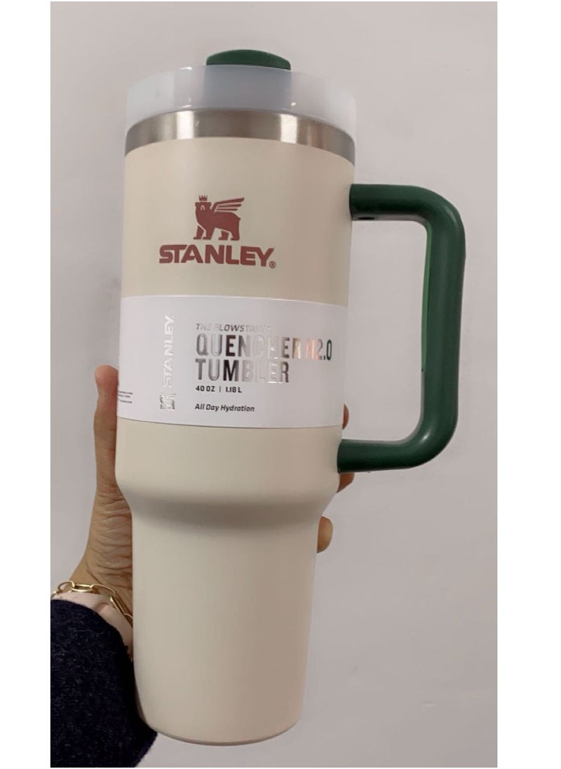 Stanley - Quencher H2.0 Flow State Vacuum Insulated Stainless Steel Tumbler 1.18L with Lid and Straw Cream. - Image 1