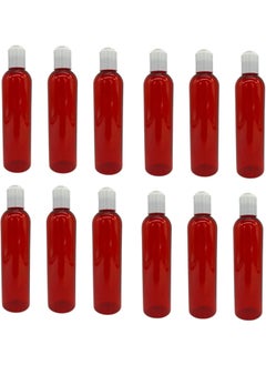 Natural Farms Natural Farms 8 oz Red Cosmo Plastic Bottles -12 Pack Empty Bottle Refillable - BPA Free - Essential Oils - Aromatherapy | White Press Down Disc Cap - Made in the USA 