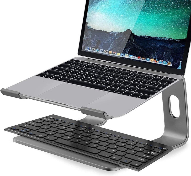 SMILEE Laptop Stand For Desk, Aluminum Laptop Riser, Adjustable Notebook Holder For 10-15.6" Laptops, Ergonomic Laptop Elevator (Grey) - Image 3