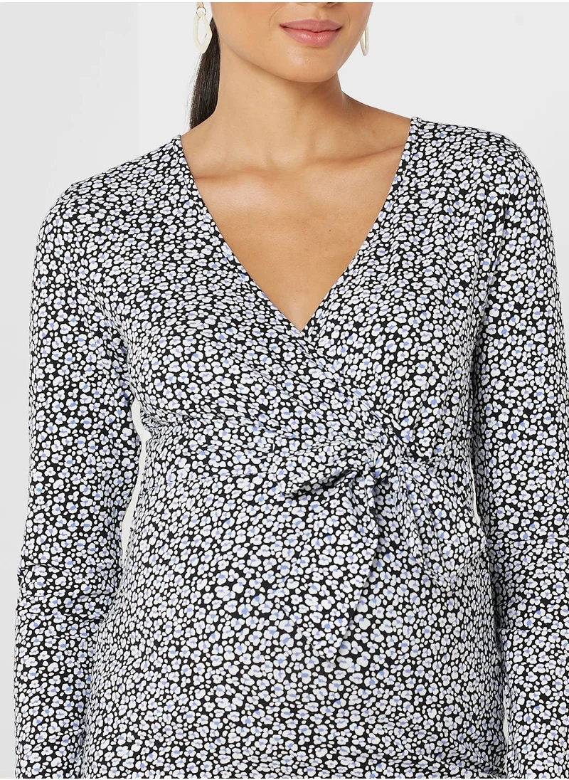 Mamalicious Surplice Neck Tie Detail Top