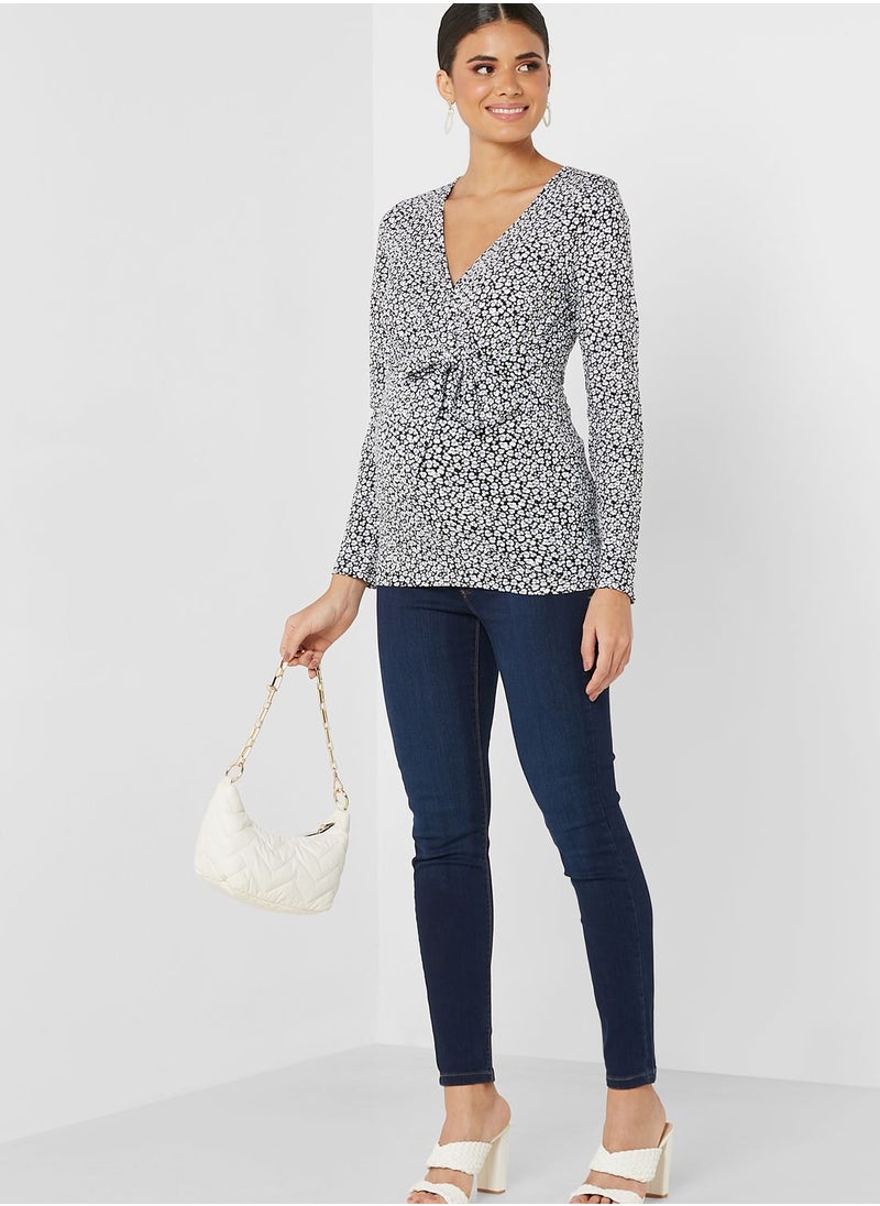 Mamalicious - Surplice Neck Tie Detail Top - Image 1