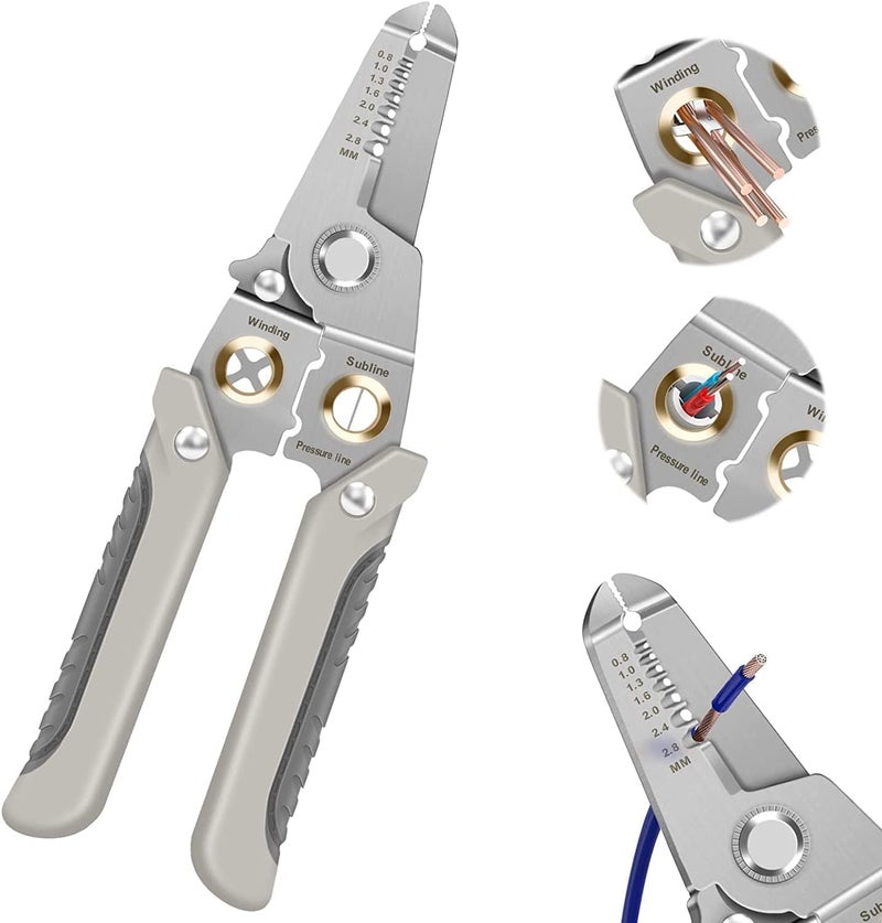 KELUMIE KELUMIE 6in1 Wire Stripper and Cutter Tool for Electricians Multifunctional Wire Stripping Cutting Crimping and Winding Pliers Precision Stainless Steel Electrician Hand Tool  - Image 1