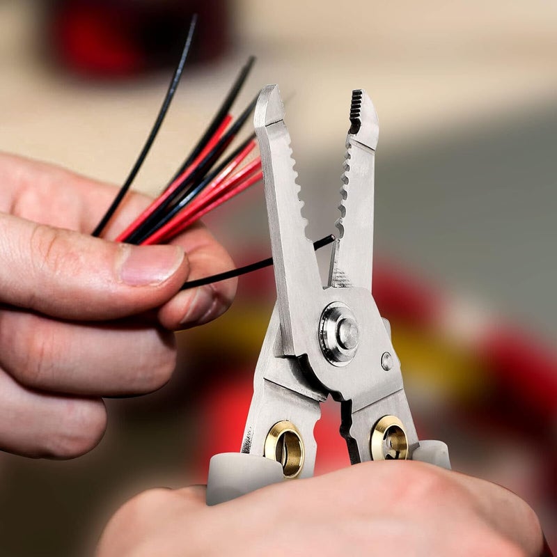 KELUMIE KELUMIE 6in1 Wire Stripper and Cutter Tool for Electricians Multifunctional Wire Stripping Cutting Crimping and Winding Pliers Precision Stainless Steel Electrician Hand Tool  - Image 2