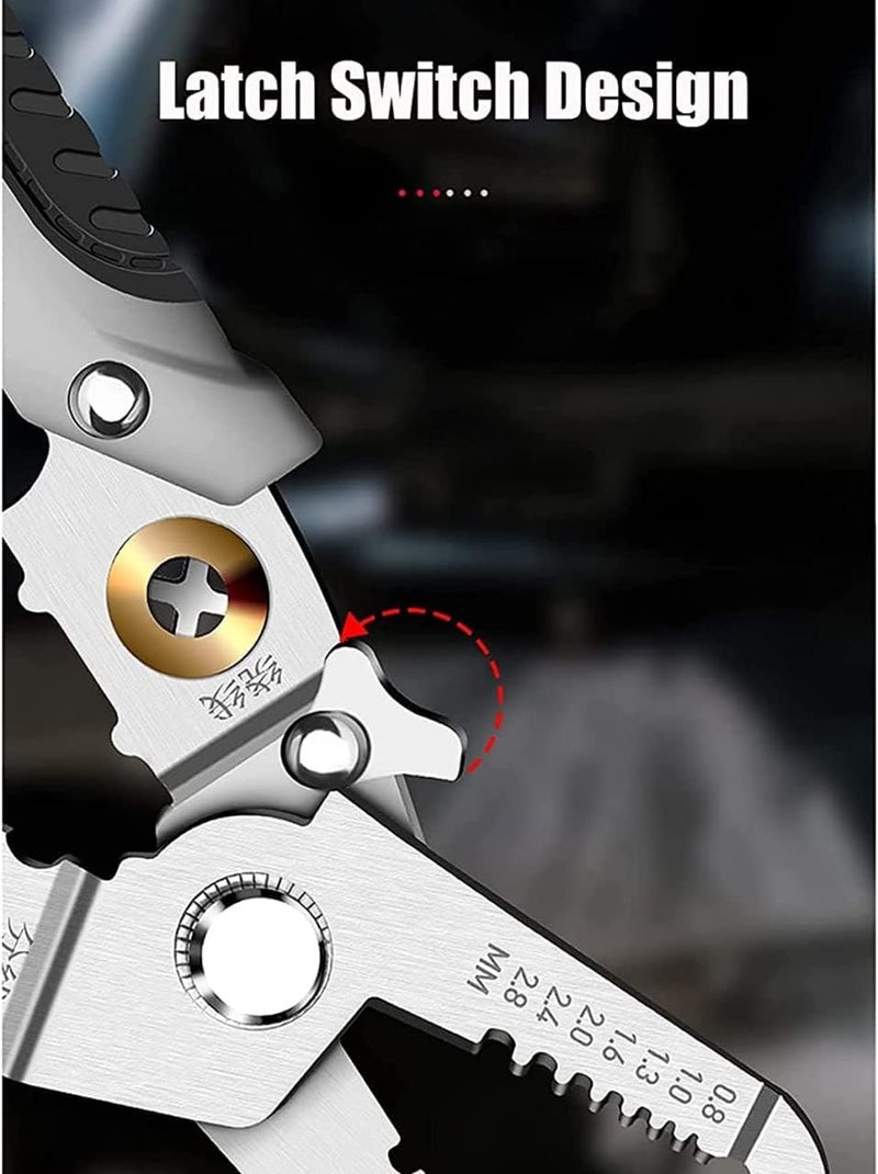 KELUMIE KELUMIE 6in1 Wire Stripper and Cutter Tool for Electricians Multifunctional Wire Stripping Cutting Crimping and Winding Pliers Precision Stainless Steel Electrician Hand Tool  - Image 4