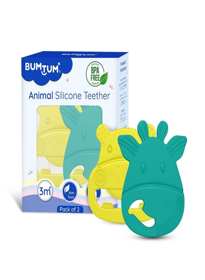 BUMTUM Soft Silicone Baby Teether| Teether for 6 to 12 Months Baby |Bpa Free Teething Toys for Babies, Infants & Toddlers| Animal Shape 2Pcs - Image 1