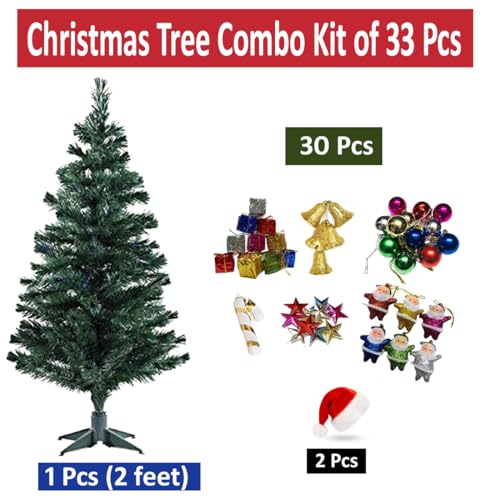 BB BACKBENCHERS Christmas Tree 2 Feet with 32 Decoration Ornaments Hanging Props for Table Office Artificial Xmas Tree Decor - Christmas Decorations Items for Home (CT-2FT-33) - Image 2