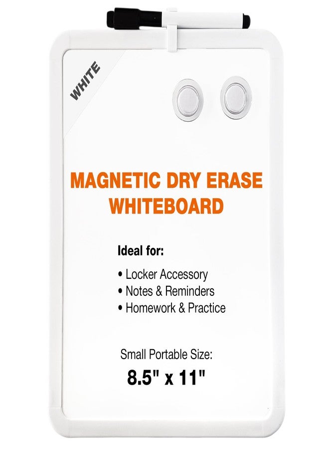 CEREM Magnetic Dry Erase Board for School Locker, 8.5" x 11", White-Framed with Marker and 2 Magnets - Small Whiteboard for School, Home, Office, Travel - Image 1
