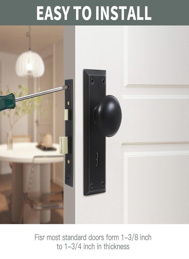 Newliplace Mortise Lock Set for Interior Door, Vintage Old Door Knobs with Lock and Skeleton Key, Antique Door Knobs Matte Black Finish - Image 2