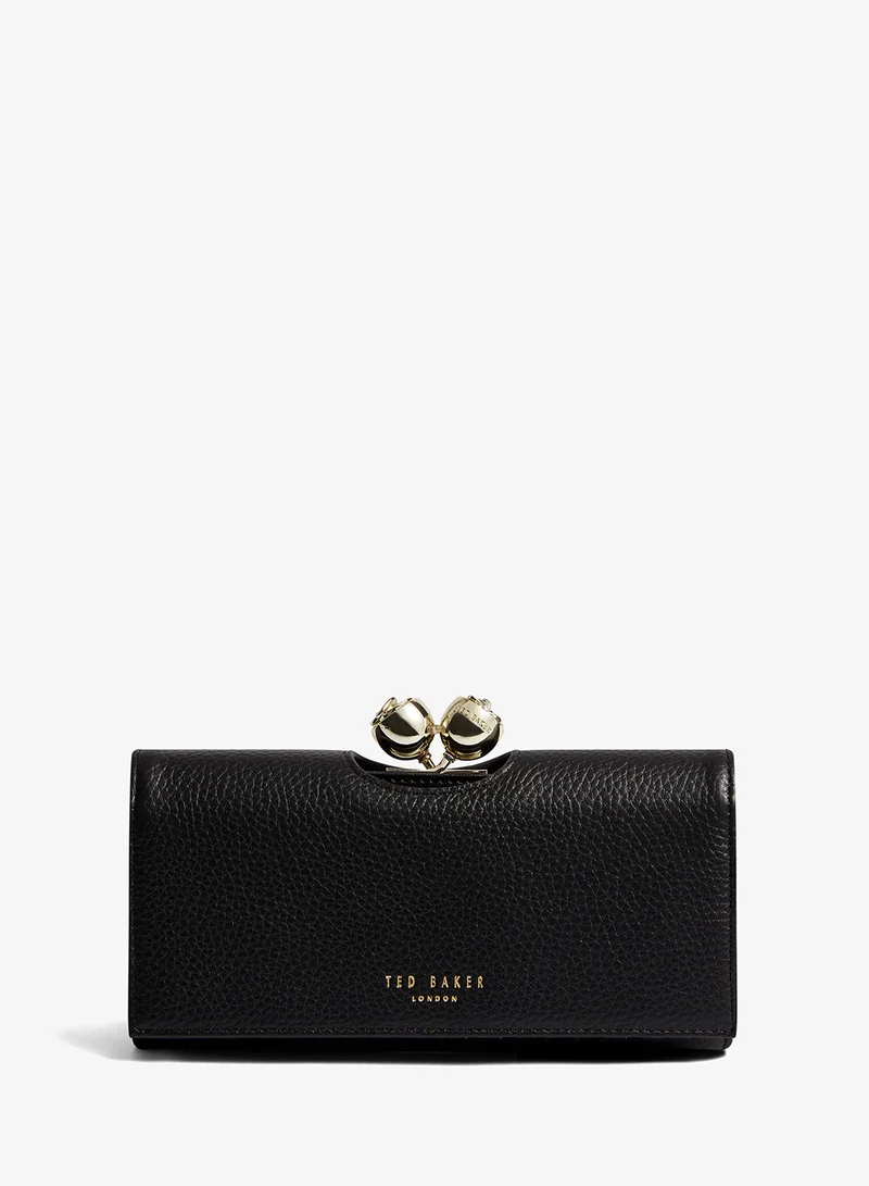 Rose Detail Leather Large Bobble Purse