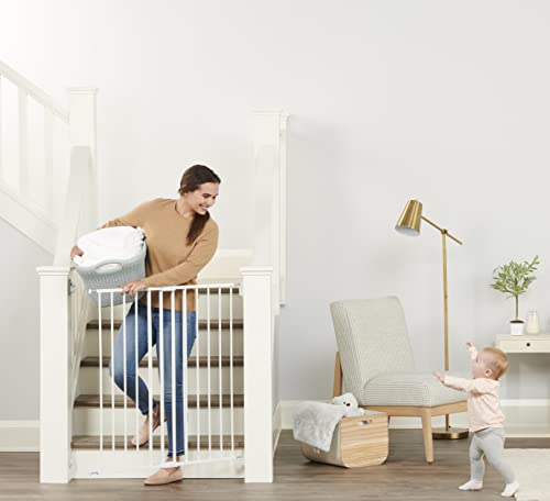Regalo 2-in-1 Extra Tall Easy Swing Stairway and Hallway Walk Through Baby Gate, White - Image 3