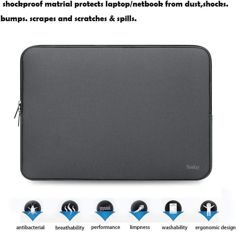 Naukay Laptop Sleeve Case 14 Inch, Resistant Neoprene Laptop Cover/Notebook Computer Pocket Case/Tablet Briefcase Carrying Bag for 14 inch HP, Lenovo, Asus Notebook, Ultrabook, Grey - Image 4