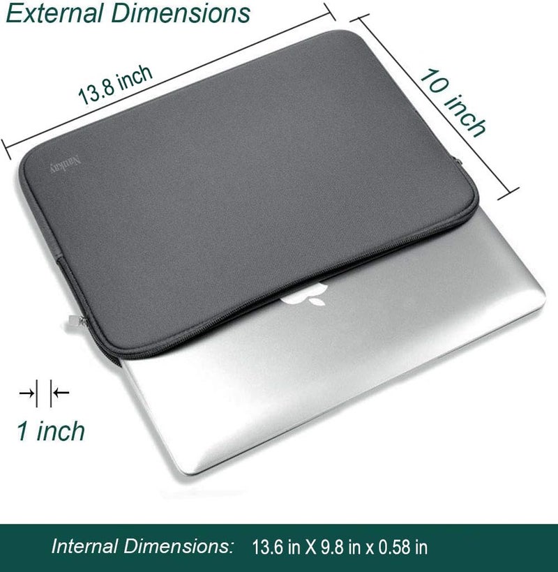 Naukay Laptop Sleeve Case 14 Inch, Resistant Neoprene Laptop Cover/Notebook Computer Pocket Case/Tablet Briefcase Carrying Bag for 14 inch HP, Lenovo, Asus Notebook, Ultrabook, Grey - Image 5