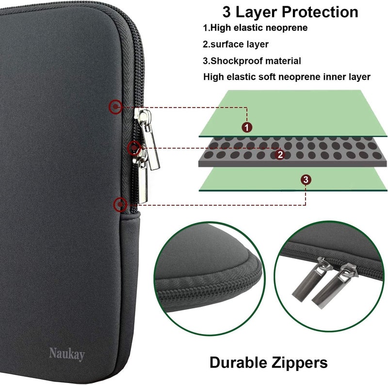 Naukay Laptop Sleeve Case 14 Inch, Resistant Neoprene Laptop Cover/Notebook Computer Pocket Case/Tablet Briefcase Carrying Bag for 14 inch HP, Lenovo, Asus Notebook, Ultrabook, Grey - Image 3