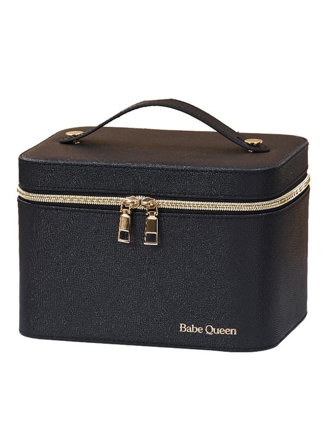 Travel Makeup Box Makeup with Mirror, Makeup Box Storage Box Portable Artist Storage Bag with Adjustable Lights for Cosmetics Makeup Brushes Toiletries Sewelry,Black - Image 1