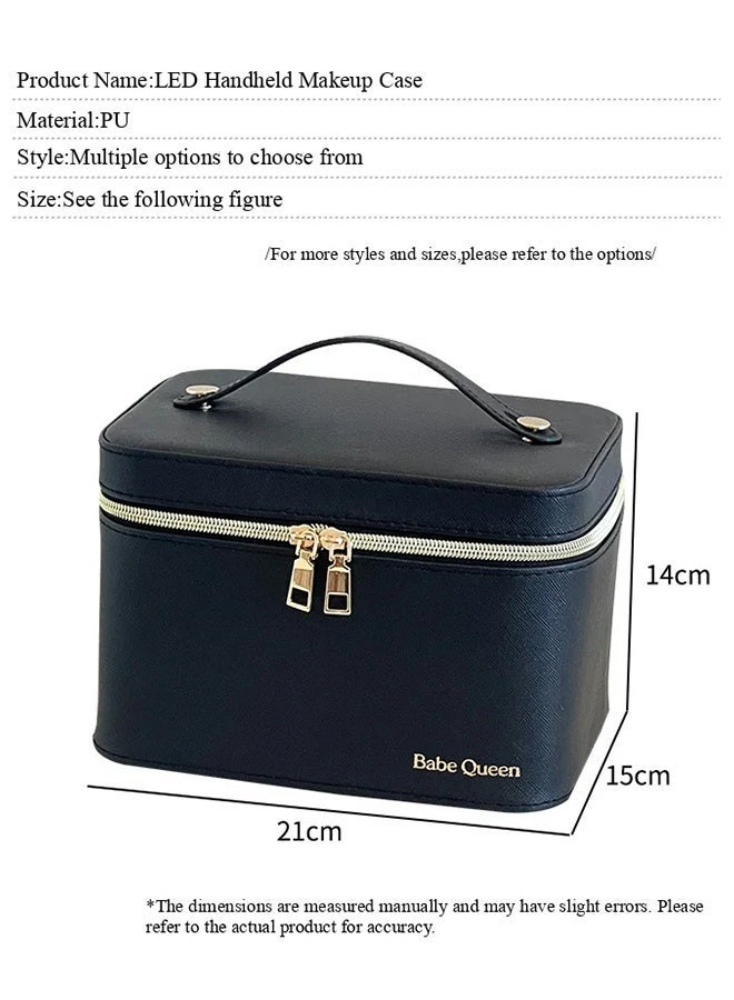 Travel Makeup Box Makeup with Mirror, Makeup Box Storage Box Portable Artist Storage Bag with Adjustable Lights for Cosmetics Makeup Brushes Toiletries Sewelry,Black - Image 4