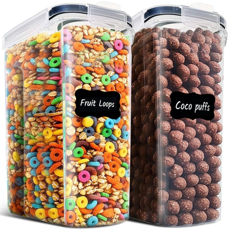 ComSaf 6L Cereal Containers Storage 2-Pack - Airtight Food Storage Containers with Lids - Large Kitchen Pantry Organizer for Cereal, Flour, Rice - Image 1