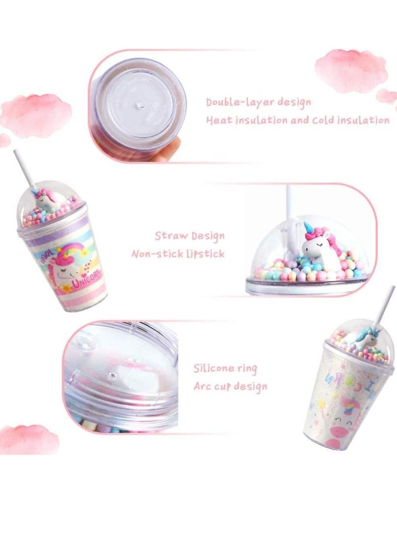 كيلا زجاجة مياه مع قشة، أكواب مع يونيكورن وعصا الجنية، كوب بلاستيكي قابل لإعادة الاستخدام للبالغين أو الأطفال 380 مل - Image 4