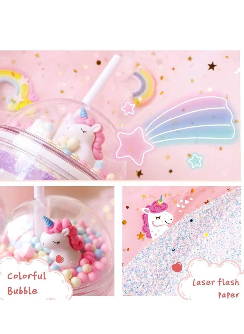 كيلا زجاجة مياه مع قشة، أكواب مع يونيكورن وعصا الجنية، كوب بلاستيكي قابل لإعادة الاستخدام للبالغين أو الأطفال 380 مل - Image 5