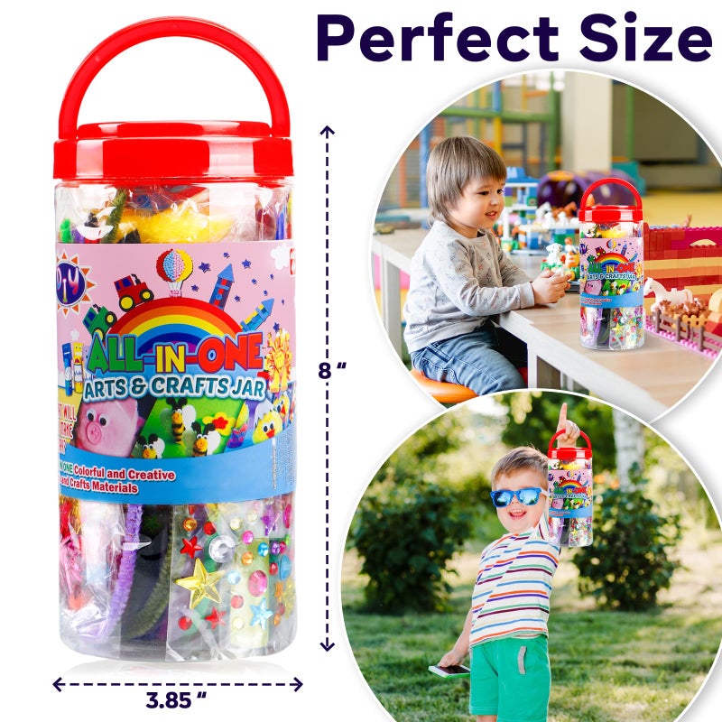 FUNZBO Arts and Crafts Supplies for Kids - Craft Kit with Glitter Glue Stick, Pipe Cleaners Pom Poms Craft Tools, DIY School Supplies Kit, Girls Toys, Christmas Birathday Gifts for Girls Boys Age 4+ - Image 3