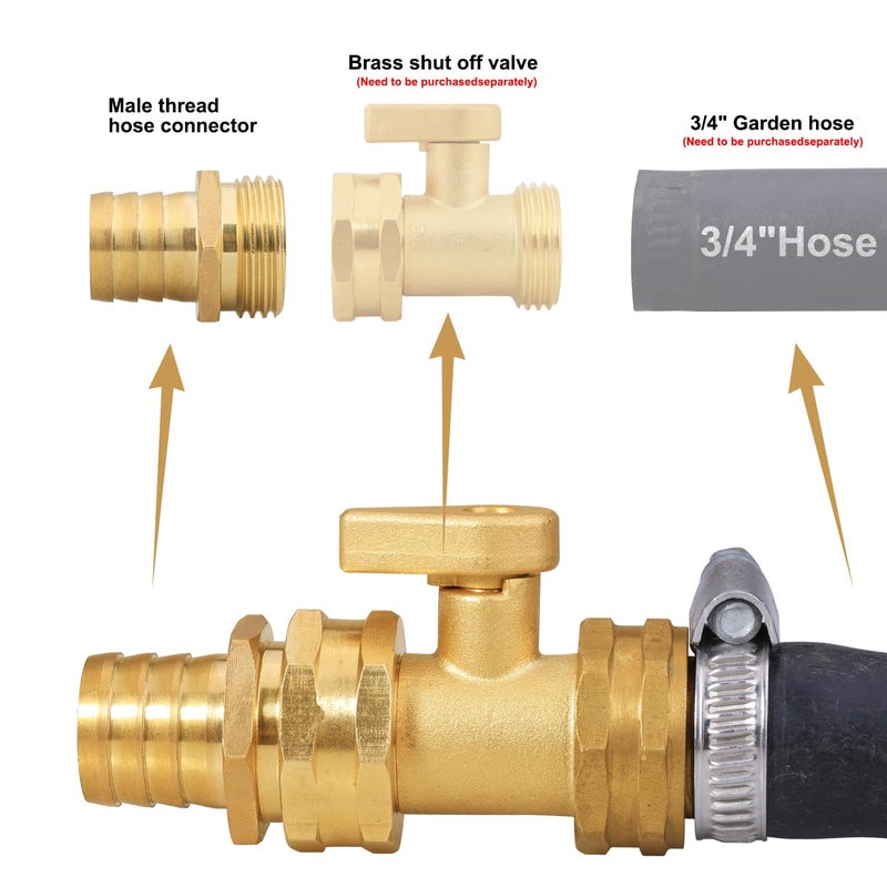 SIGURANTA Garden Hose Repair Connector with Clamps Hose End Repair Kit,3/4" Barb Garden Hose Fittings Male and Female brass garden hose ends (3/4"Barb-2 Set) - Image 4