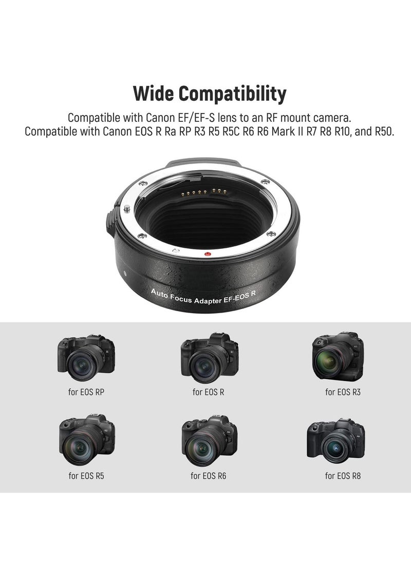 EF to EOS R Mount Adapter, EF/EF-S Lens to RF Mount Camera Autofocus Converter Ring Compatible with Canon EOS R Ra RP R6 Mark II R6 R5 R3 R7 R10 R8 R50  - Image 4